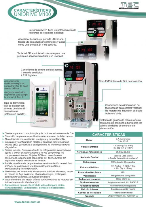 Nuevo Unidrive M100 - Folleto dorso